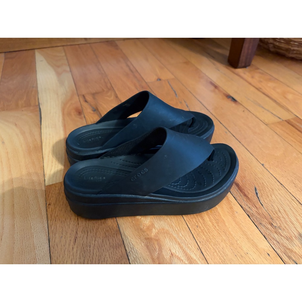 Crocs LiteRide Brooklyn Flip Platform Sandal Women's Size 6 Black